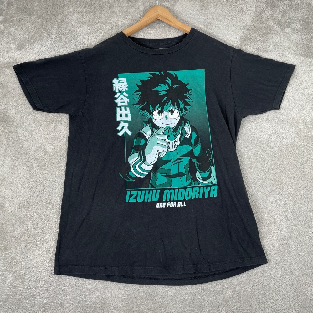 My Hero Academia Shirt Mens Large Black Izuku Midoriya Deku Anime Crunchyroll